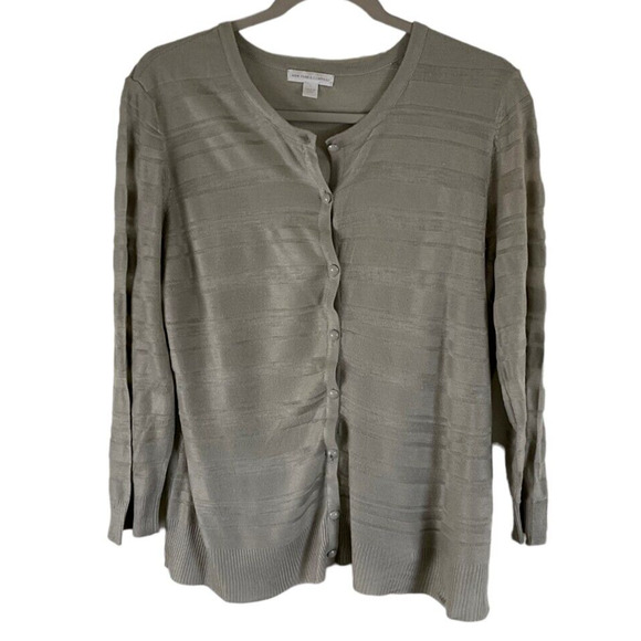 New York & Company Women's Large Gray Button-Up Cardigan Sweater Lightweight - Picture 1 of 11